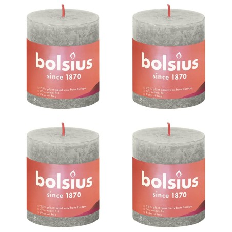 Bolsius Velas rústicas cilíndricas Shine 4pcs 80x68 mm cinzento areia