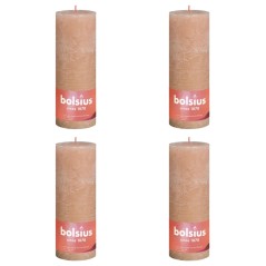 Bolsius Velas rústicas cilíndricas Shine 4pcs 190x68mm rosa nublado