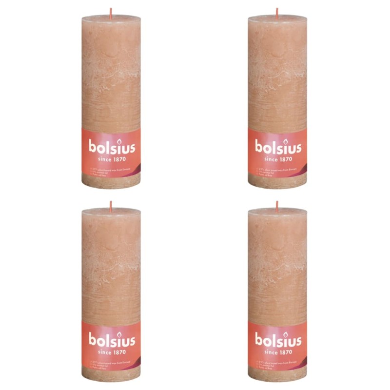 Bolsius Velas rústicas cilíndricas Shine 4pcs 190x68mm rosa nublado-Velas-Home Retail