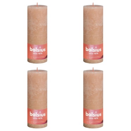 Bolsius Velas rústicas cilíndricas Shine 4pcs 190x68mm rosa nublado