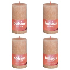 Bolsius Velas rústicas cilíndricas Shine 4 pcs 130x68 mm rosa nublado