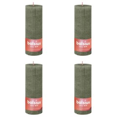 Bolsius Velas rústicas cilíndricas Shine 4pcs 190x68 mm azeitona fresca