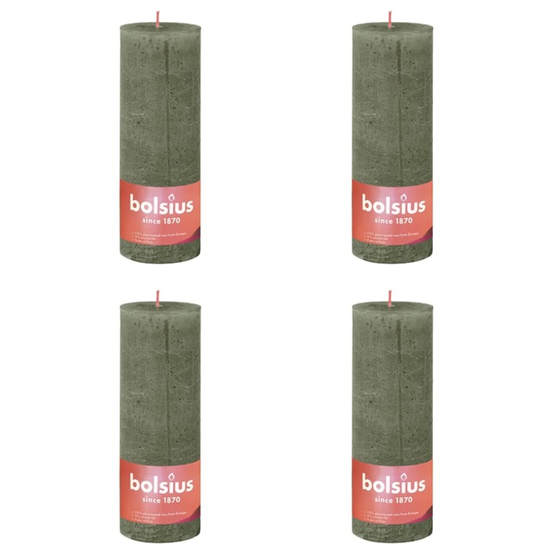 Bolsius Velas rústicas cilíndricas Shine 4pcs 190x68 mm azeitona fresca-Velas-Home Retail