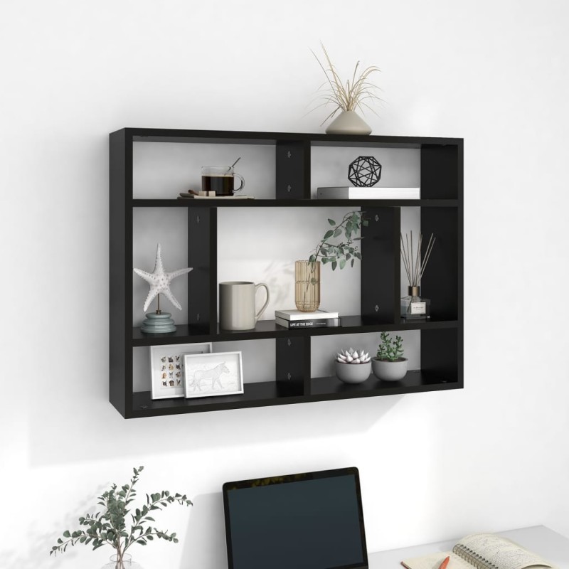 Estante de parede 75x16x55 cm contraplacado preto-Prateleiras-Home Retail