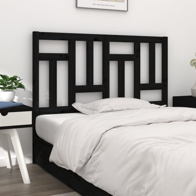 Cabeceira de cama 125,5x4x100 cm pinho maciço preto-Cabeceiras e estribos de camas-Home Retail