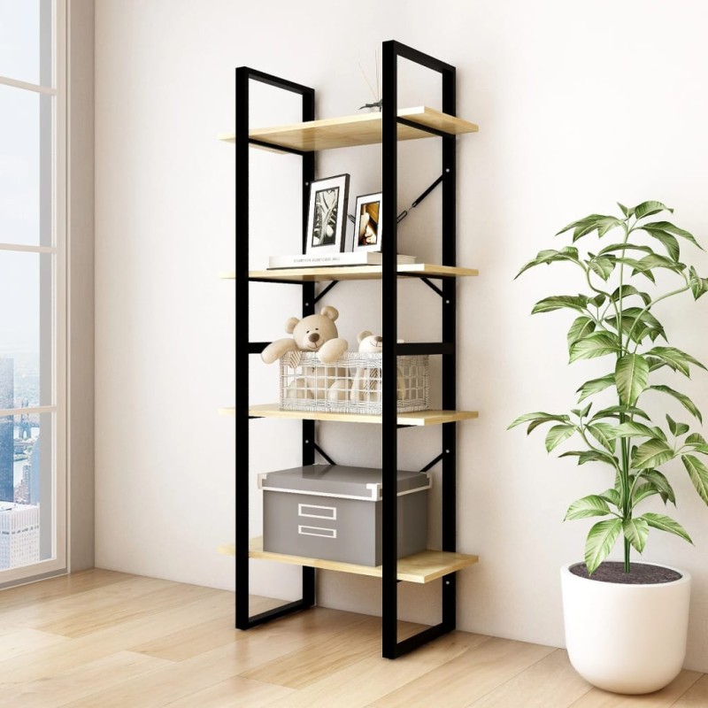 Estante com 4 prateleiras 60x30x140 cm pinho maciço castanho-Estantes para livros-Home Retail