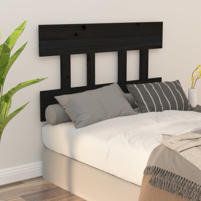 Cabeceira de cama 78,5x3x81 cm pinho maciço preto-Cabeceiras e estribos de camas-Home Retail