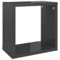 Prateleiras parede forma de cubo 4 pcs 26x15x26 cm cinza brilh.