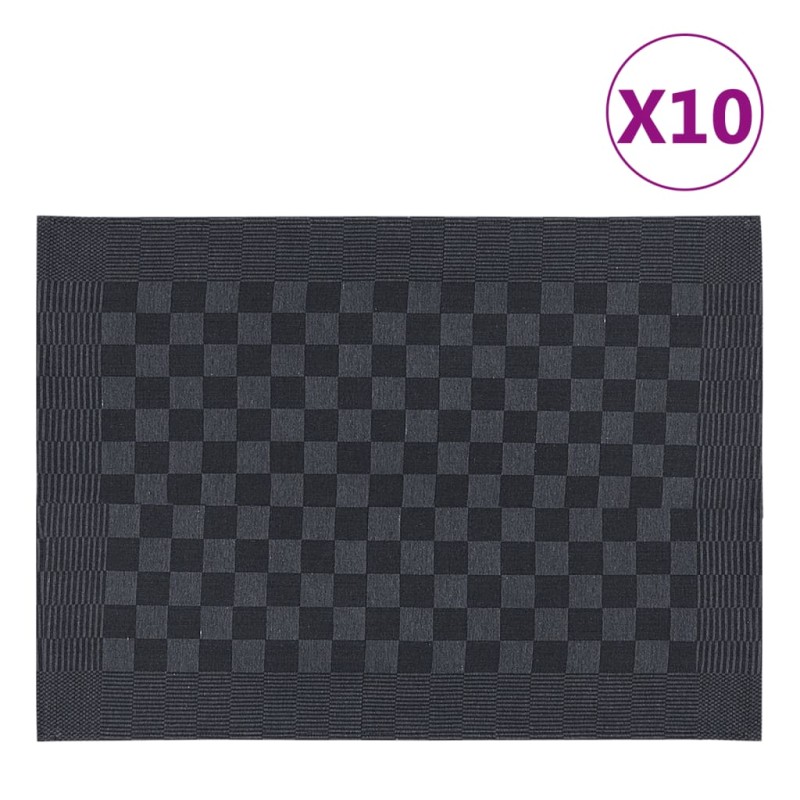 Panos de cozinha 10 pcs 50x70 cm algodão preto e cinzento-Toalhas de cozinha-Home Retail