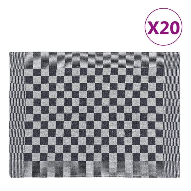 Panos de cozinha 20 pcs 50x70 cm algodão preto e branco-Toalhas de cozinha-Home Retail