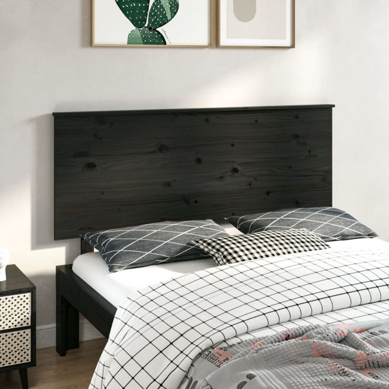 Cabeceira de cama 144x6x82,5 cm pinho maciço preto-Cabeceiras e estribos de camas-Home Retail