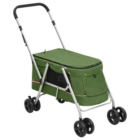 Carrinho dobrável para cães 100x49x96 cm tecido linho verde