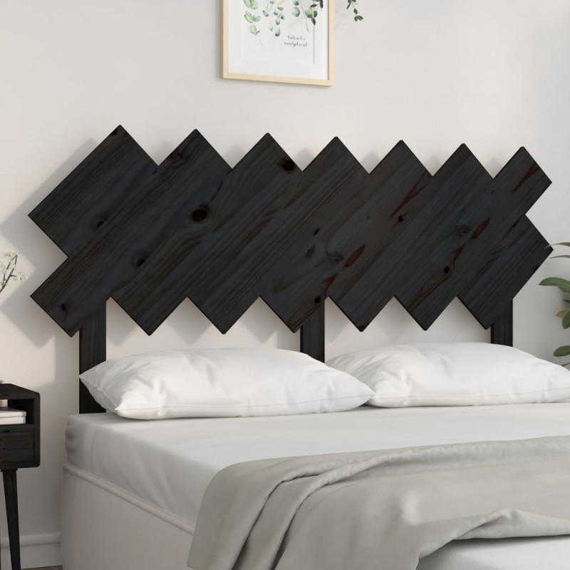 Cabeceira de cama 141x3x80,5 cm pinho maciço preto-Cabeceiras e estribos de camas-Home Retail