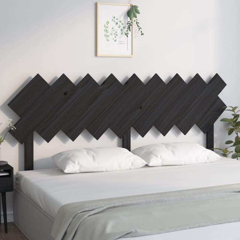 Cabeceira de cama 178x3x80,5 cm pinho maciço preto-Cabeceiras e estribos de camas-Home Retail