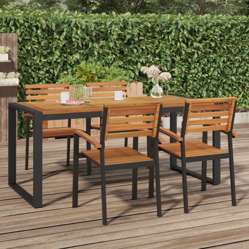 Mesa jardim c/ pernas em forma de U 180x90x75 cm acácia maciça-Mesas de jardim-Home Retail