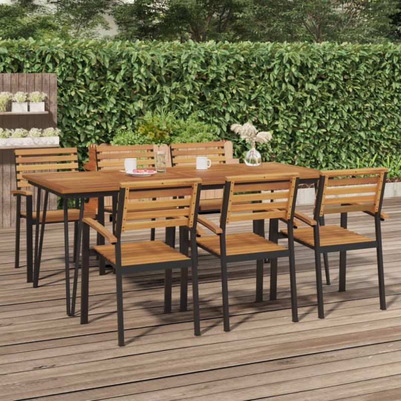 Mesa jardim c/ pernas estilo grampo 200x90x75 cm acácia maciça-Mesas de jardim-Home Retail