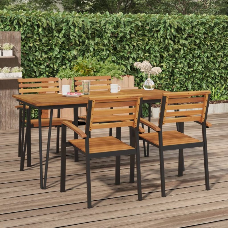 Mesa jardim c/ pernas estilo grampo 160x80x75 cm acácia maciça-Mesas de jardim-Home Retail