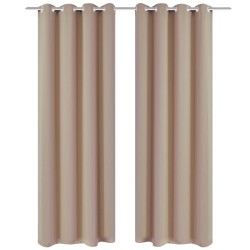 Cortinas blackout 2 pcs com ilhós de metal 135x175 cm creme