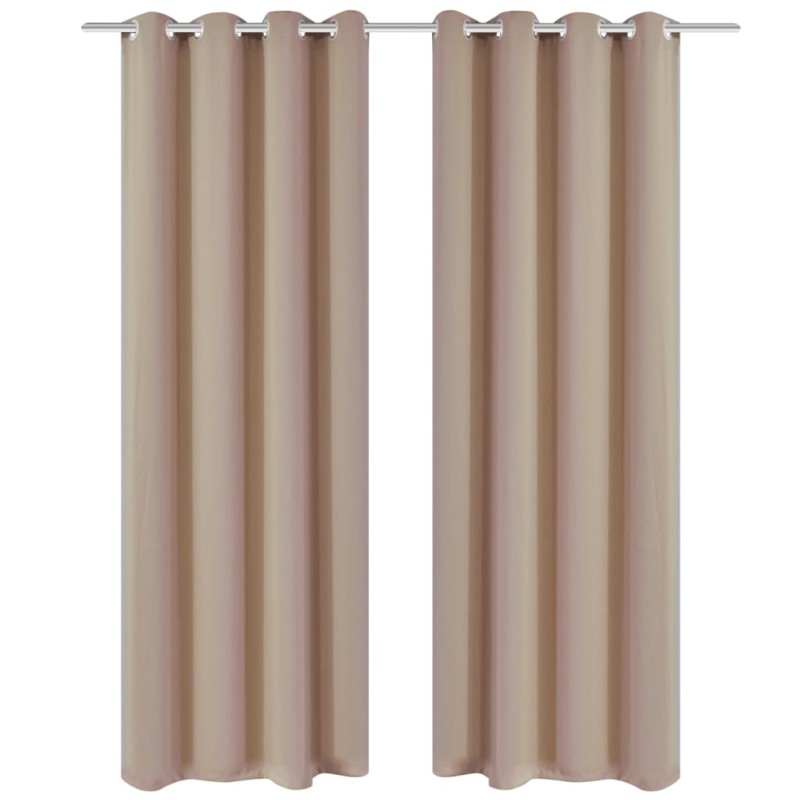 Cortinas blackout 2 pcs com ilhós de metal 135x175 cm creme-Persianas e cortinas-Home Retail