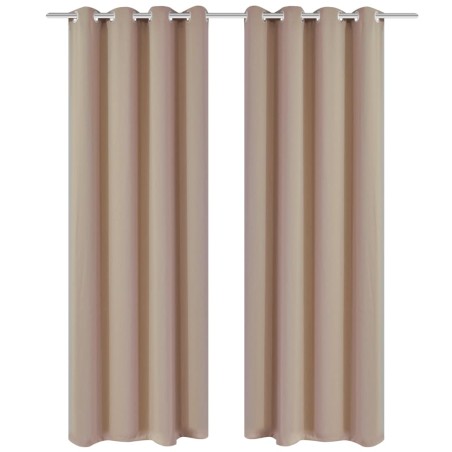 Cortinas blackout 2 pcs com ilhós de metal 135x175 cm creme