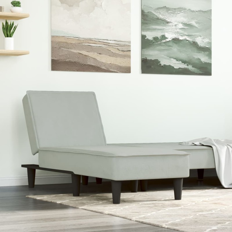 Chaise longue veludo cinzento-claro-Cadeiras de descanso-Home Retail