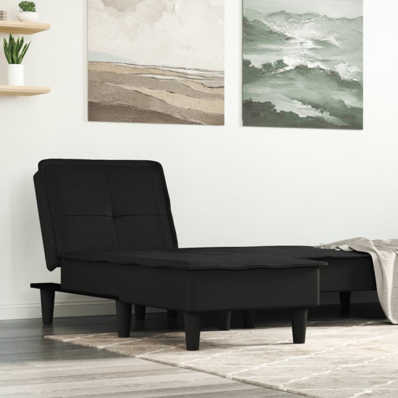 Chaise longue tecido preto-Cadeiras de descanso-Home Retail