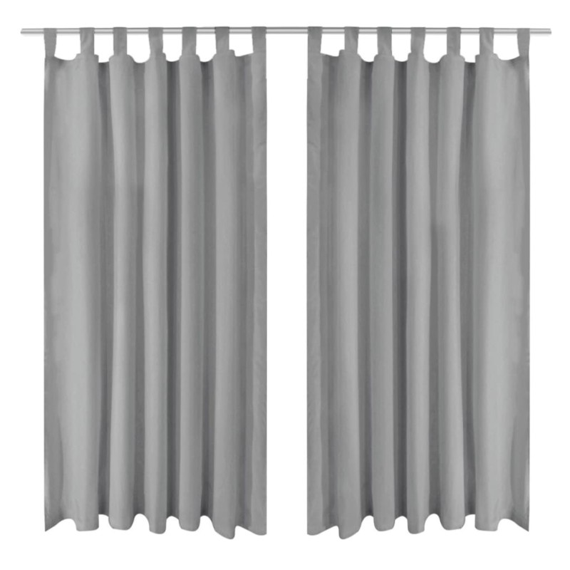 Cortinas de cetim com presilhas 2 pcs 140x245 cm cinzento-Persianas e cortinas-Home Retail