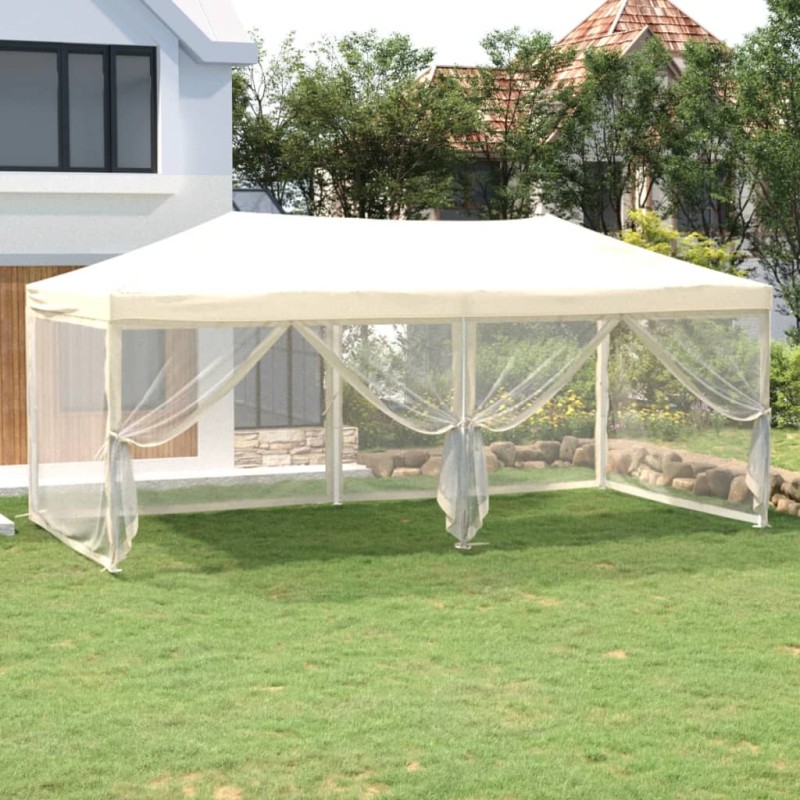 Tenda para festas dobrável com paredes laterais 3x6 m creme-Toldos e gazebos-Home Retail