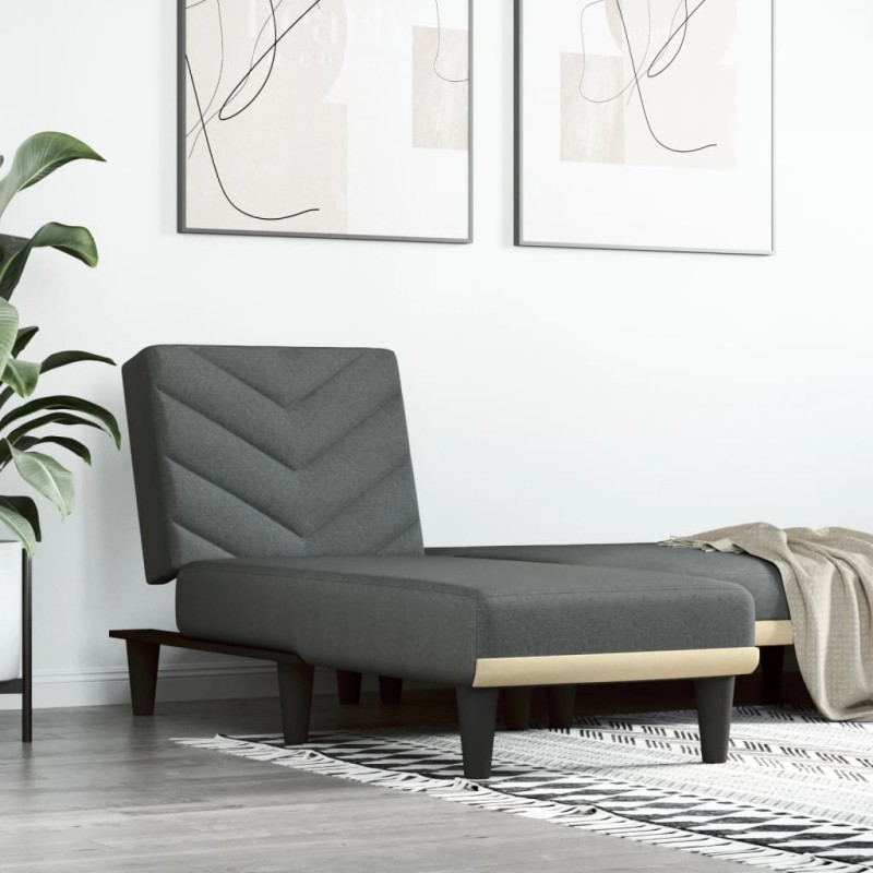 Chaise longue tecido cinzento-escuro-Cadeiras de descanso-Home Retail