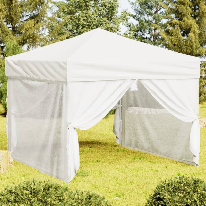 Tenda para festas dobrável com paredes laterais 3x3 m branco-Toldos e gazebos-Home Retail