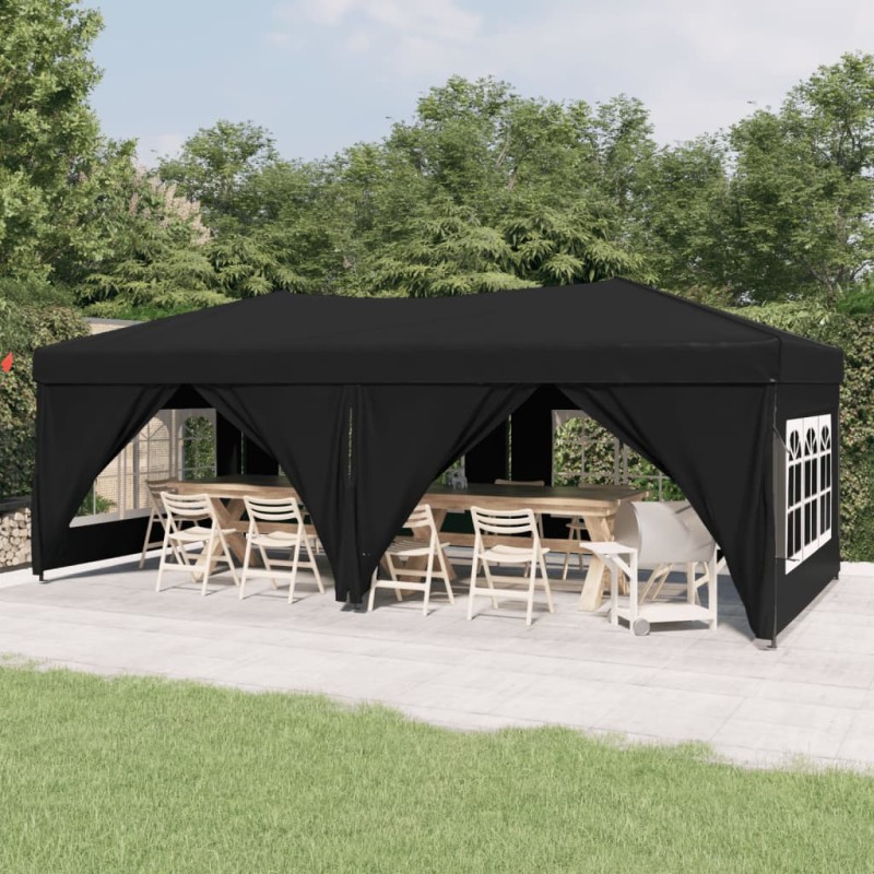 Tenda para festas dobrável com paredes laterais 3x6 m preto-Toldos e gazebos-Home Retail