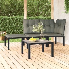 Mesa de centro de jardim 55x55x31 cm DPC e aço cinzento