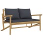 2pcs conj. lounge de jardim bambu c/ almofadões cinzento-escuro