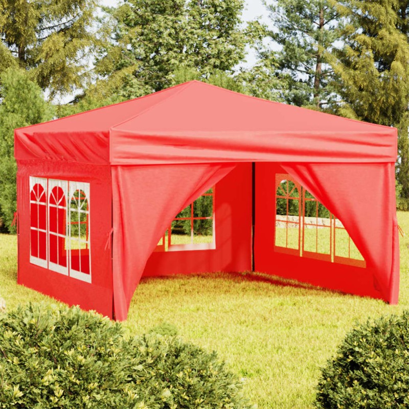 Tenda para festas dobrável com paredes laterais 3x3 m vermelho-Toldos e gazebos-Home Retail