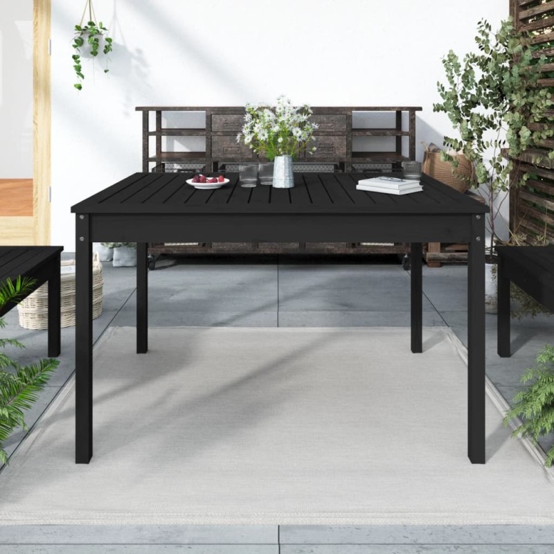 Mesa de jardim 121x82,5x76 cm madeira de pinho maciça preto-Mesas de jardim-Home Retail