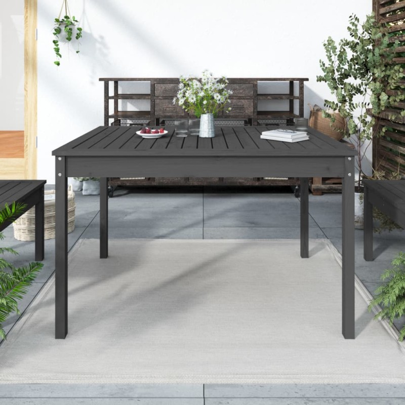 Mesa de jardim 121x82,5x76 cm madeira de pinho maciça cinzento-Mesas de jardim-Home Retail