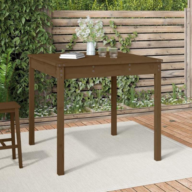 Mesa jardim 82,5x82,5x76cm madeira de pinho maciça castanho-mel-Mesas de jardim-Home Retail