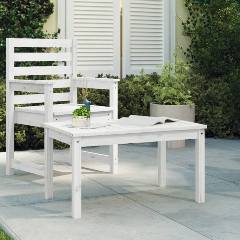 Mesa de jardim 82,5x50,5x45 cm madeira de pinho maciça branco-Mesas de jardim-Home Retail