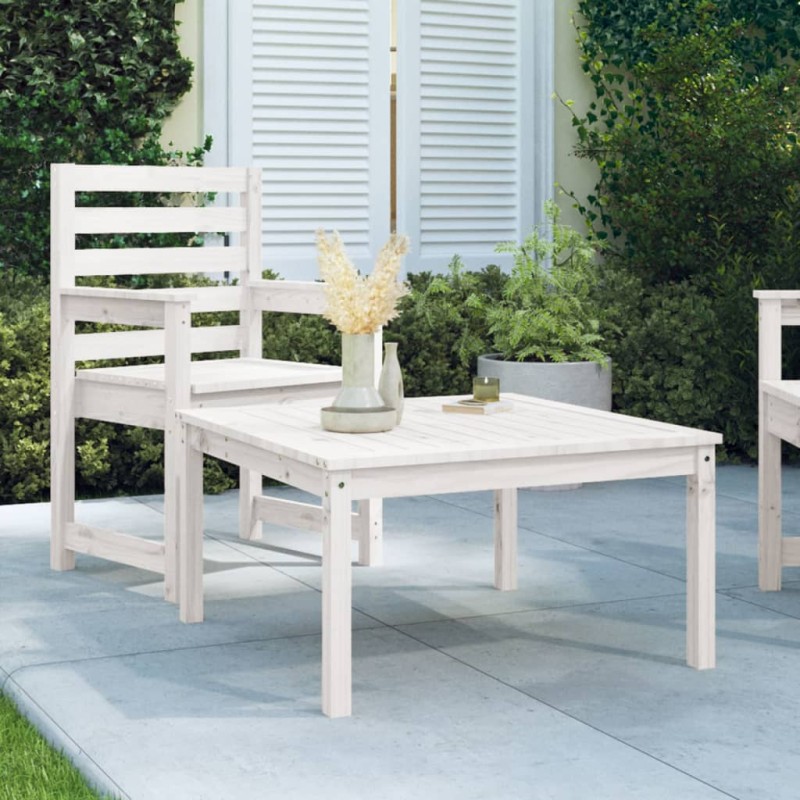 Mesa de jardim 82,5x82,5x45 cm madeira de pinho maciça branco-Mesas de jardim-Home Retail