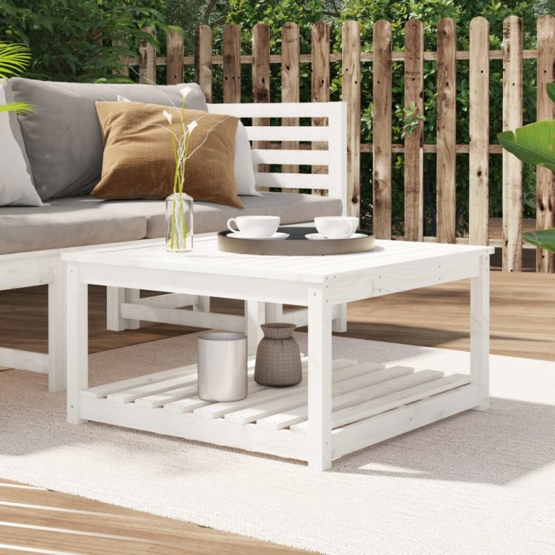 Mesa de jardim 82,5x82,5x45 cm madeira de pinho maciça branco-Mesas de jardim-Home Retail