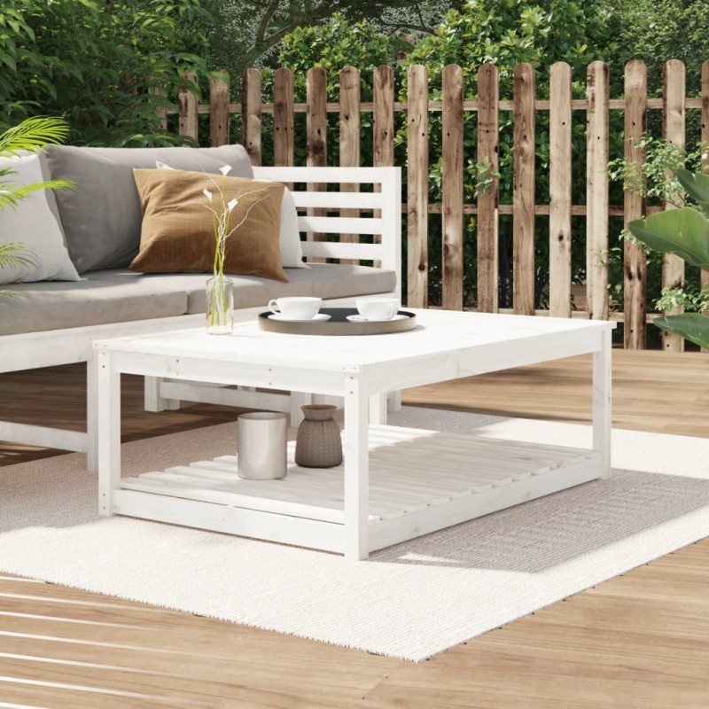 Mesa de jardim 121x82,5x45 cm madeira de pinho maciça branco-Mesas de jardim-Home Retail