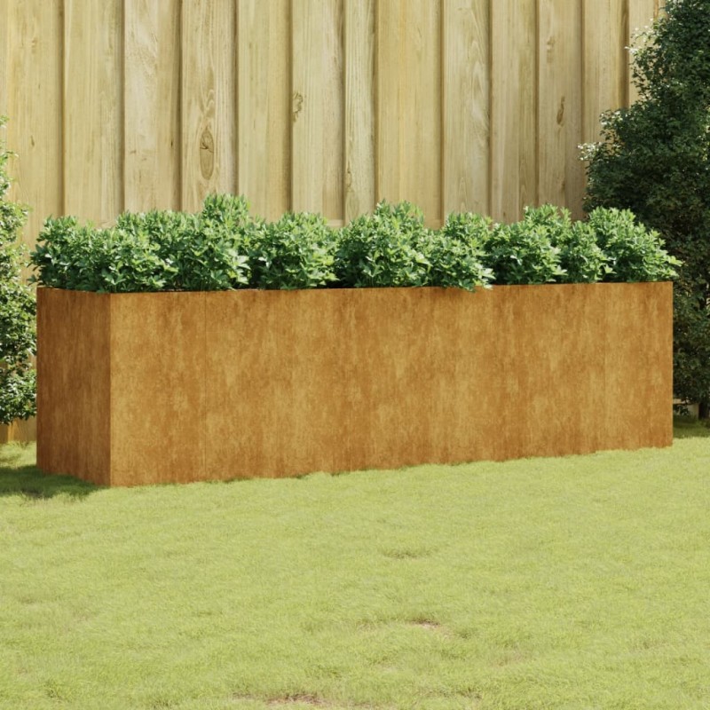 Canteiro elevado de jardim 280x80x80 cm aço corten-Vasos e floreiras-Home Retail