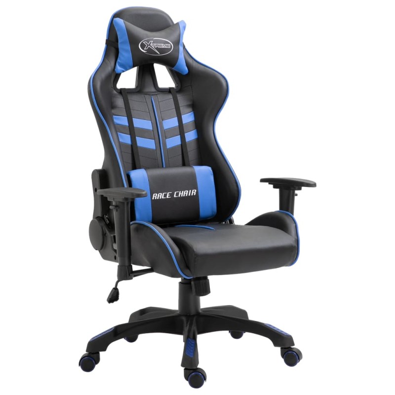 Cadeira de gaming couro artificial azul-Cadeiras de jogo-Home Retail