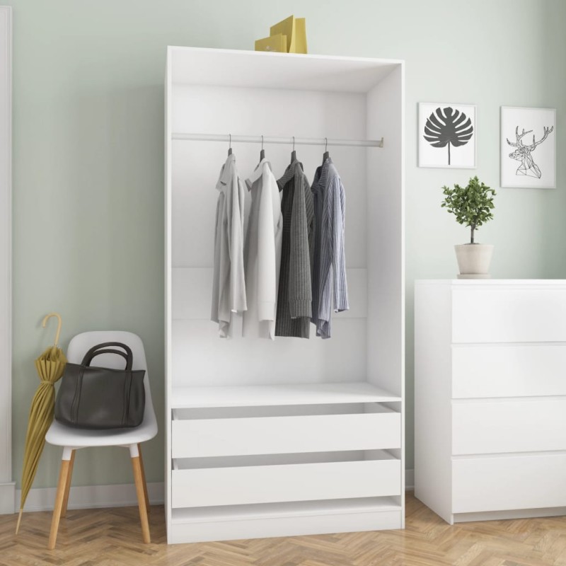 Roupeiro 100x50x200 cm contraplacado branco-Guarda-roupas-Home Retail