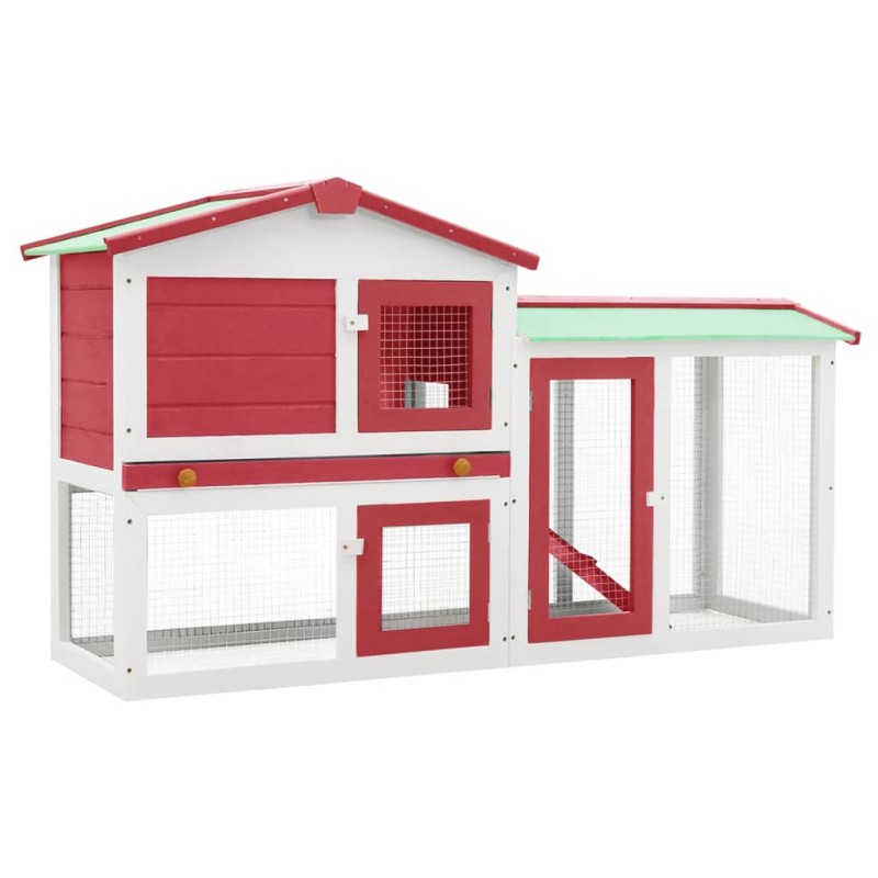 Coelheira exterior grande 145x45x84cm madeira vermelho e branco-Casotas e gaiolas para animais pequenos-Home Retail