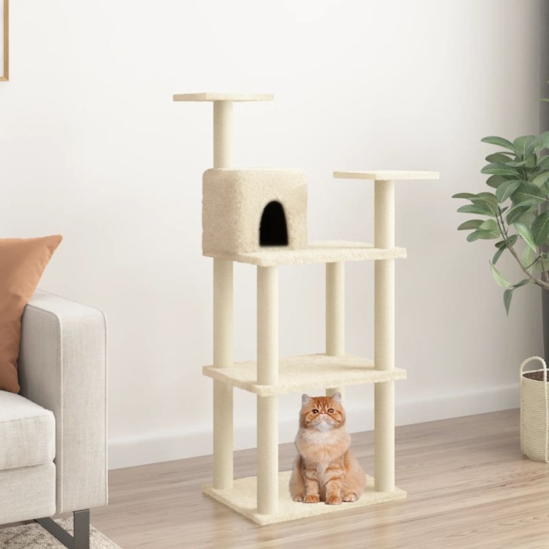 Árvore para gatos c/ postes arranhadores sisal 118,5 cm creme-Móveis para gatos-Home Retail