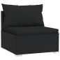 3 pcs conjunto lounge de jardim c/ almofadões vime PE preto