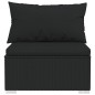 3 pcs conjunto lounge de jardim c/ almofadões vime PE preto