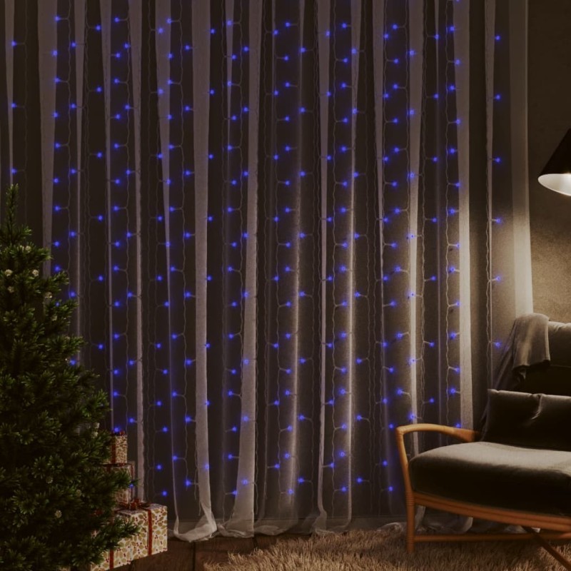 Cortina iluminação 300 luzes LED 3x3 m 8 funções azul-Luzes de Natal-Home Retail