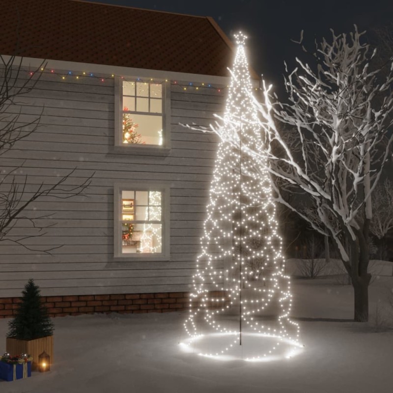 Árvore de Natal c/ poste metal 1400 luzes LED 5 m branco frio-Árvores de Natal-Home Retail